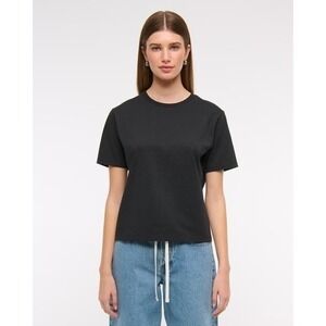 Basic Essentials Casual Abercrombie & Fitch Black Cotton Crewneck Tee M